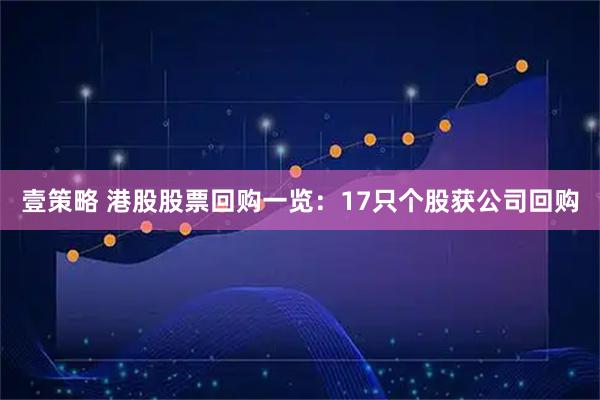 壹策略 港股股票回购一览：17只个股获公司回购